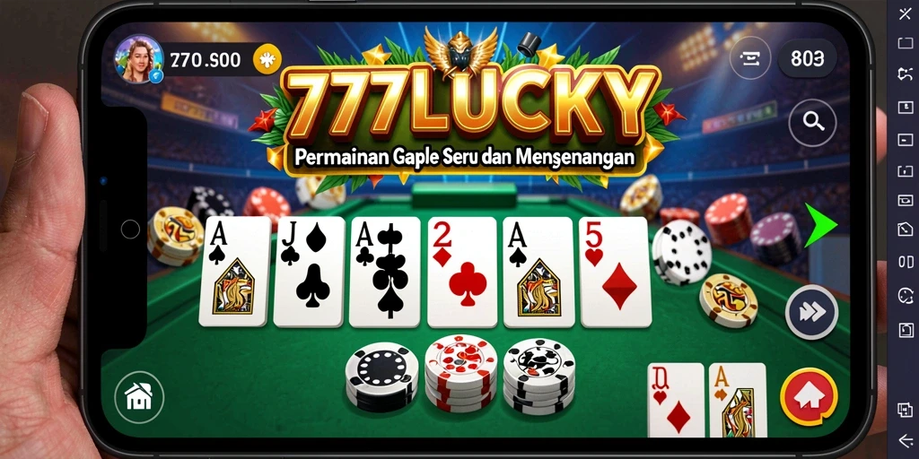 Gameplay 777LUCKY menunjukkan keasyikan bermain Gaple secara online.