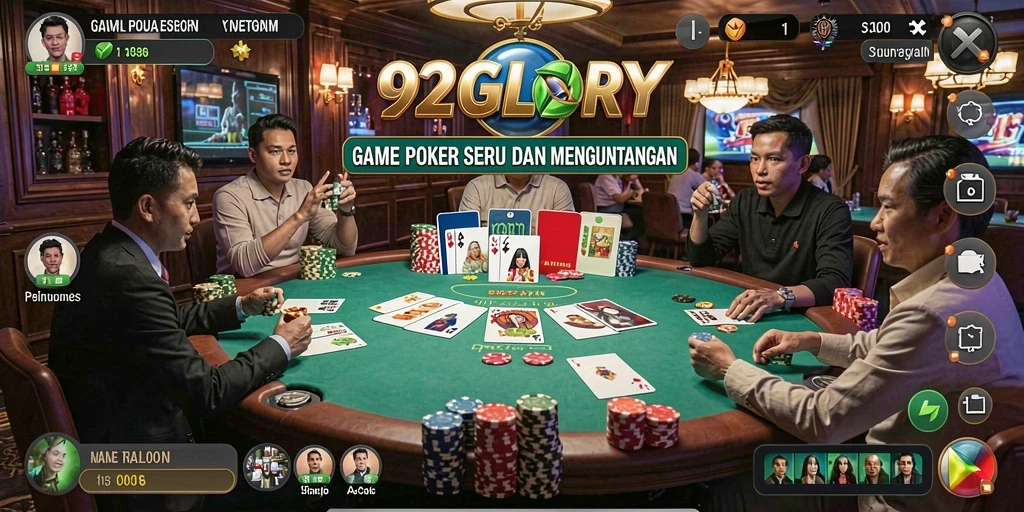 Gameplay Poker yang menegangkan di 92GLORY.
