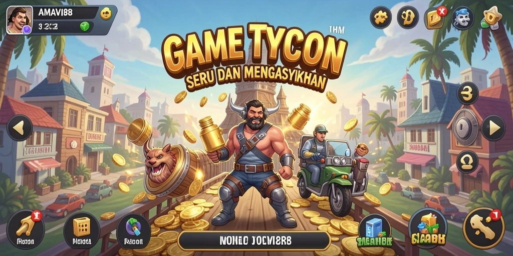 Screenshot gameplay AMAVI88 menampilkan pengelolaan bisnis yang seru.