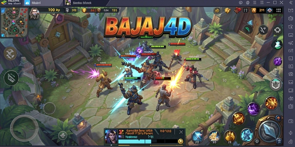 Screenshot utama menunjukkan pertarungan seru di arena MOBA BAJAJ4D.
