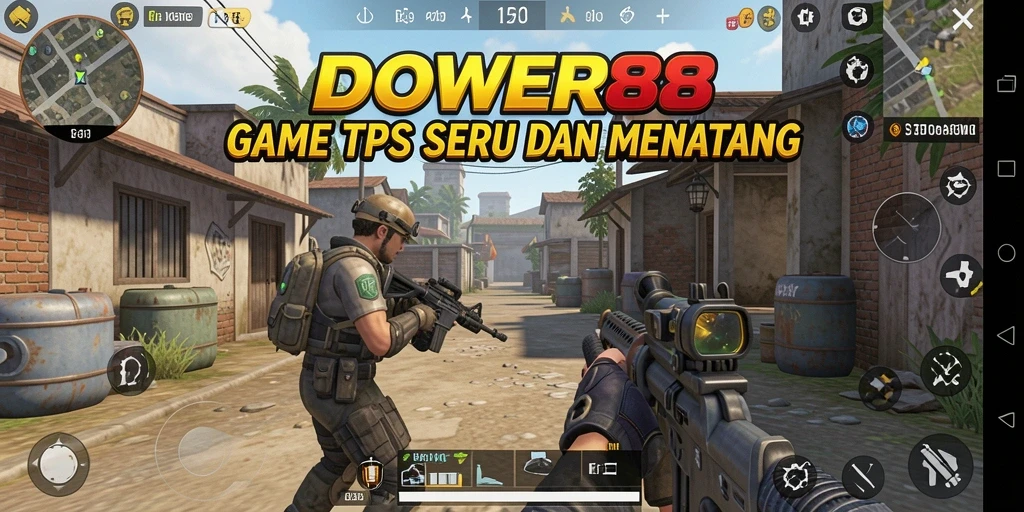Screenshot DOWER88 menampilkan aksi seru dalam gameplay TPS.