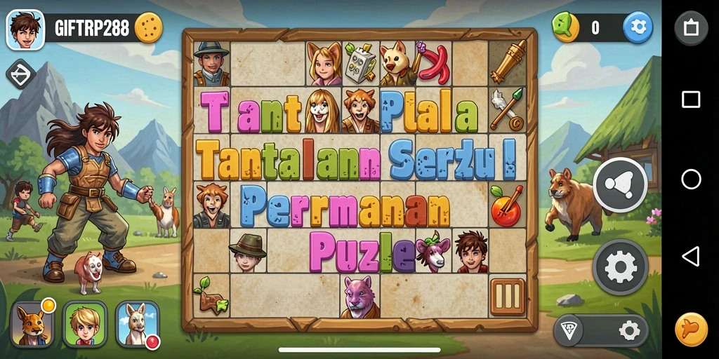 Screenshot dari gameplay menampilkan tantangan Puzzle di GIFTRP288.