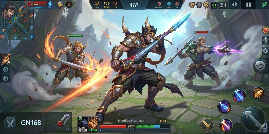 Tampilan menarik dari gameplay GN168 dalam aksi MOBA.
