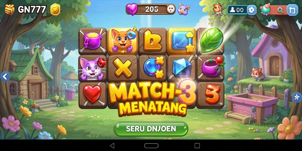 Tangkapan layar yang menggambarkan serunya gameplay Match-3.