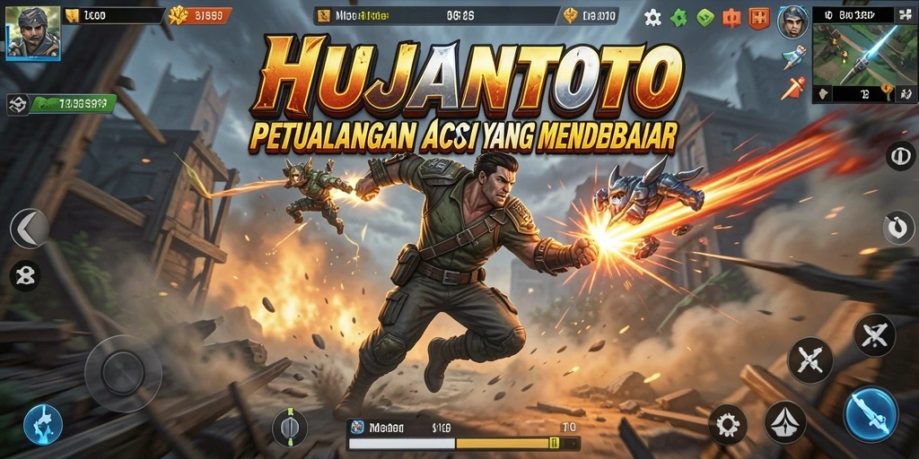 Tampilan aksi seru HUJANTOTO saat berperang melawan musuh.