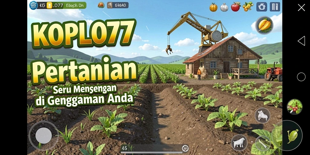 Tampilan gameplay KOPLO77 yang menarik dengan berbagai tanaman dan hewan ternak.