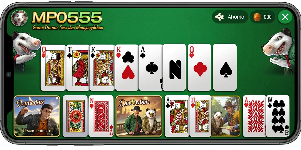Tampilan gameplay seru game Domino MPO555 dengan grafis menarik.