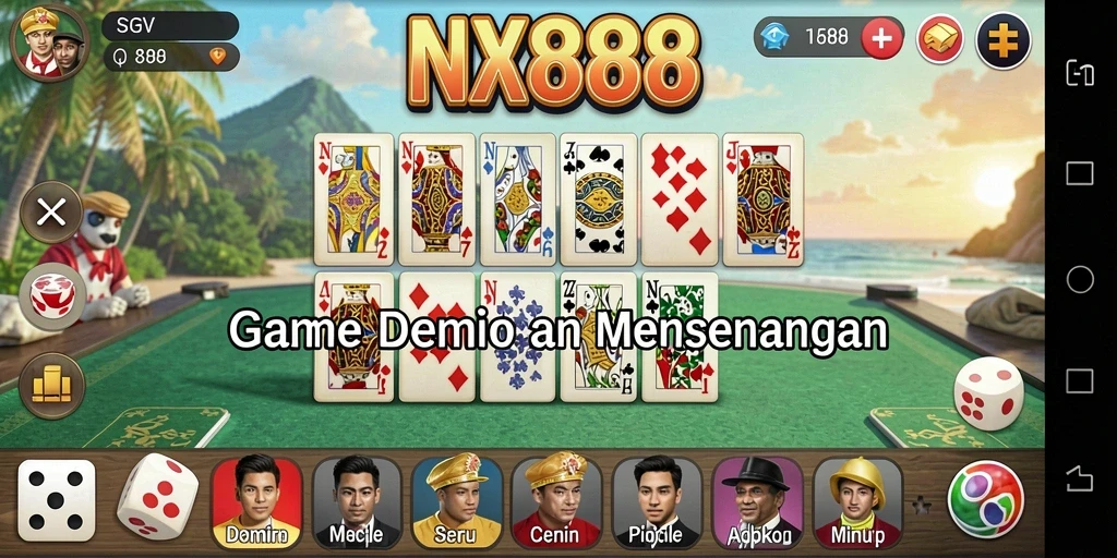 Tampilan gameplay seru dari NX888 yang menampilkan domino digital.