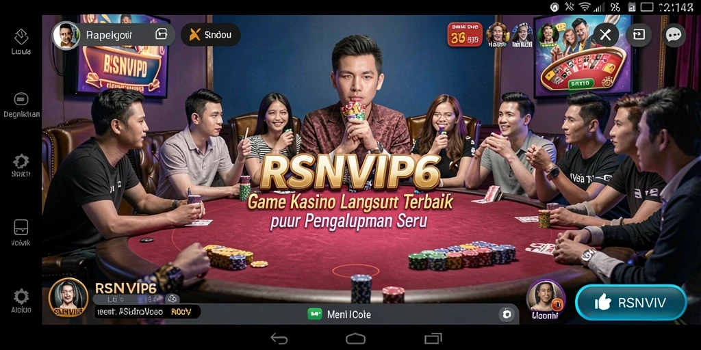 Screenshot gameplay RSNVIP6 menampilkan dealer langsung yang berinteraksi dengan pemain.
