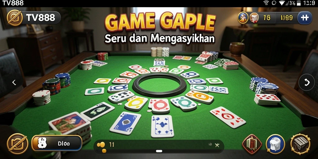 Screenshot utama TV888 menampilkan gameplay seru Gaple.