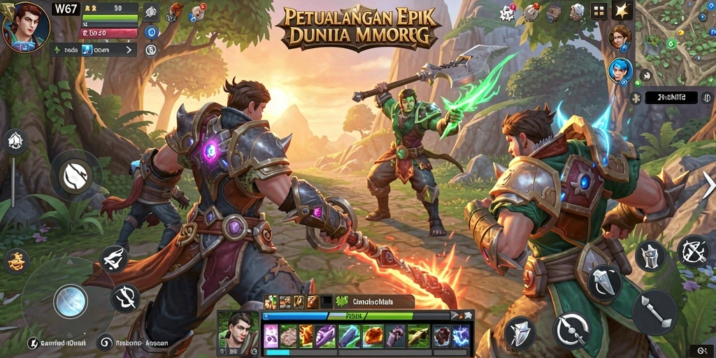 Tampilan gameplay W67 yang menakjubkan dalam dunia MMORPG.