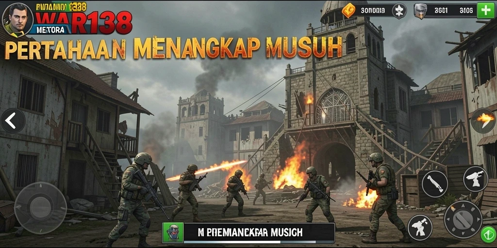 Tampilan gameplay intens dari WAR138 dalam Tower Defense.